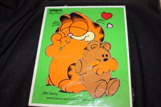 Playskool Vintage Wooden Puzzle Garfield And Pookie By Jim Davis 1978 Teddy Bear