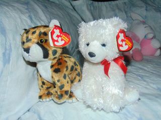 Ty Beanie Baby - Chessie The Cheetah And Icebox The Polar Bear Plush