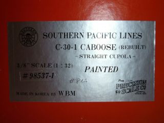 G SCALE PSC BRASS 1:32 SOUTHERN PACIFIC C - 30 - 1 CABOOSE 2