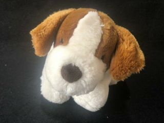 Plush White Brown Puppy Dog Floppy Hound Plush Stuffed Lovey Toy Animal 14 "