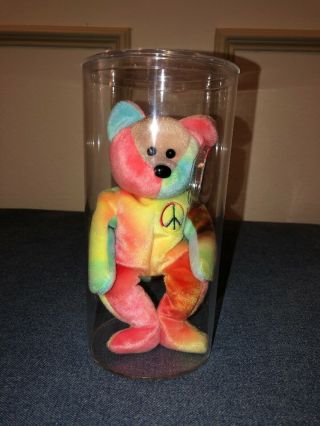 1996 Ty Beanie Baby " Peace " Bear 4053 / Very Collectible