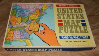 1965 Vintage Rand Mcnally United States Map Jigsaw Puzzle Near Educational