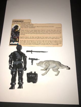 Gi Joe Commando Snake Eyes Complete W File Card & Timber