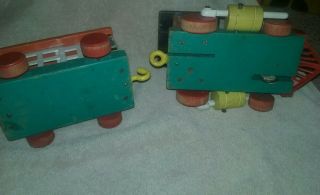 1963 Vintage Fisher Price 999 HUFFY PUFFY 4 pc Wooden Train Set W/ Bear 7