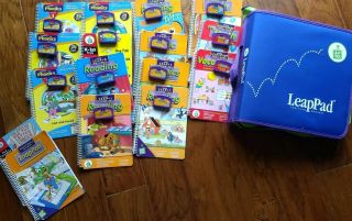 Leap Frog Leappad Learning System With Carrying Case 16 Books 14 Cartridges