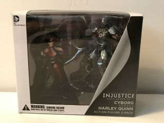 Dc Collectibles Injustice Gods Among Us Cyborg Vs Harley Quinn 3.  75in.