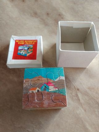 Vintage Toy Wood Wooden 3d Cube Puzzle Japan Brain Teaser