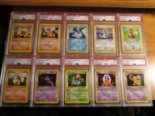 COMPLETE Pokemon PSA - 9 1st edition NON - HOLO Card BASE Set/102 First Shadowless 3