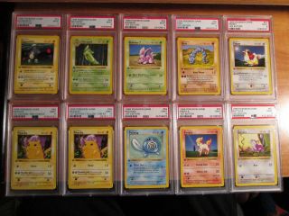 COMPLETE Pokemon PSA - 9 1st edition NON - HOLO Card BASE Set/102 First Shadowless 5
