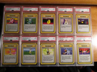COMPLETE Pokemon PSA - 9 1st edition NON - HOLO Card BASE Set/102 First Shadowless 7