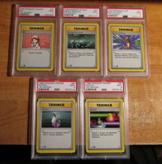 COMPLETE Pokemon PSA - 9 1st edition NON - HOLO Card BASE Set/102 First Shadowless 9