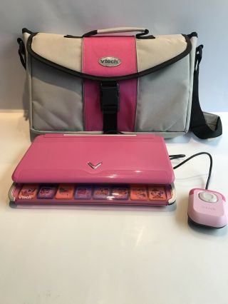 Vtech Nitro Jr.  Notebook & Case Kids Educational Computer Pink - 8 Cartridges
