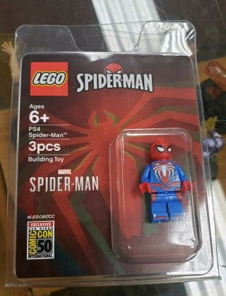 Sdcc 2019 Lego Exclusive Marvel Ps4 Spider - Man Minifigure Mini - Fig In Hand