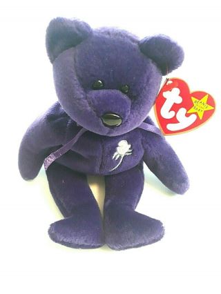 Princess Diana Ty Beanie Baby Purple Bear 1997 2