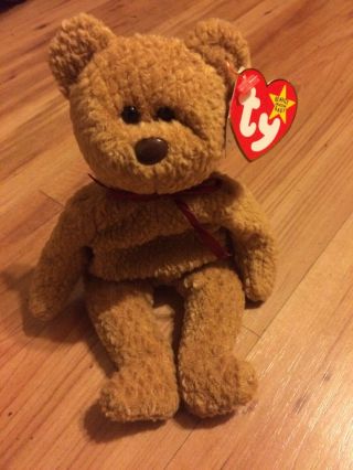 Ty Beanie Baby Curly,  Rare,  1993 With Tag Errors.  Black Eyes With Brown Nose.