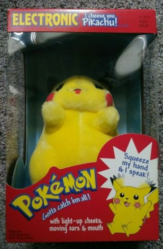 Nintendo Pokemon I Choose You Pikachu Electronic Talking Plush 1998 Hasbro Mib