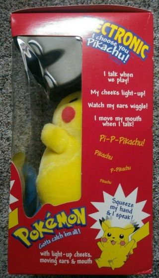 Nintendo Pokemon I Choose You Pikachu Electronic Talking Plush 1998 Hasbro MIB 4