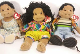Ty Toy Gear Beanie Baby Kids Cutie (2) Rascal (1) Calypspo 1995 African American
