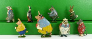8 X Pre War Britains Cadburys Cococubs Peter Pig,  Will Mouse,  Brother Rabbit Etc