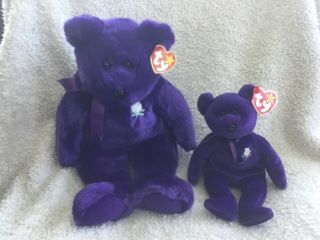 Ty Beanie Buddy & Beanie Baby Princess Di Of Wales Purple Bear Nwmt