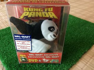 Ty Beanie Baby " Po " The Panda Bear With " Kung Fu Panda " Dvd Walmart Exclusive