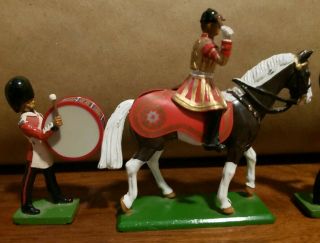 RARE 6 PC W Britain Metal Toy Soldiers Military Band 1990 PLUS HORSES 1989 5