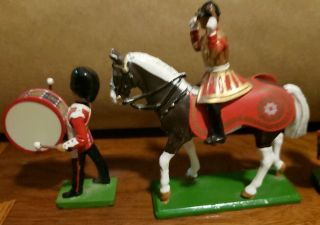 RARE 6 PC W Britain Metal Toy Soldiers Military Band 1990 PLUS HORSES 1989 8
