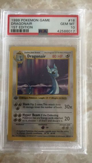Dragonair 1999 Pokemon First 1st Edition Base Shadowless Card 18 Psa 10