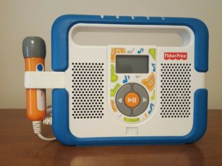 (rare Color Blue) Fisher Price Kid Tough Mp3 Music Player With Mic Euc