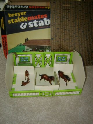 Vintage Breyer Stablemate Cardboard Stable 3085 Complete Hard To Find Horses