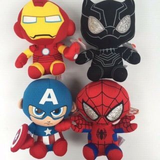 Set Of 4 Ty Beanie Babies 6 " Marvel Plush (spider - Man) - - Ships
