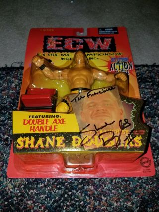Autographed/signed 1999 Wrestling Ecw Moc 6 " Shane Douglas Figure Toymakers