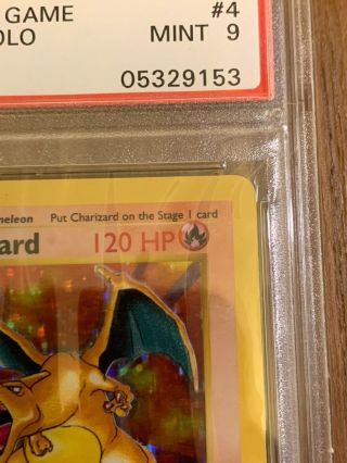 1999 Pokemon Base Charizard 1st Edition Shadowless PSA 9 4/102 Old Serial 7