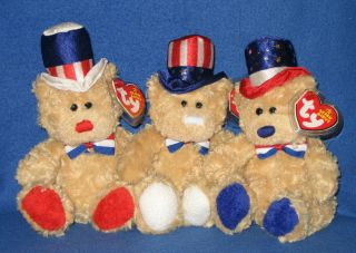 Ty Independence Set - Beanie Baby Bear Set Of 3 - With Tags