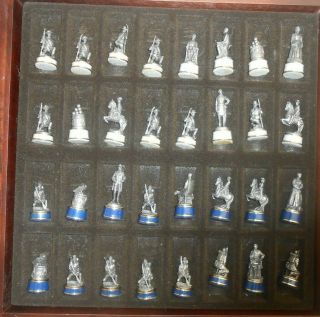 Franklin Pewter Civil War Soldier Chess Set Complete
