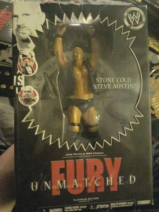 Unmatched Fury Wwe Wwf Stone Cold Steve Austin Statue Action Figure Platinum Nib
