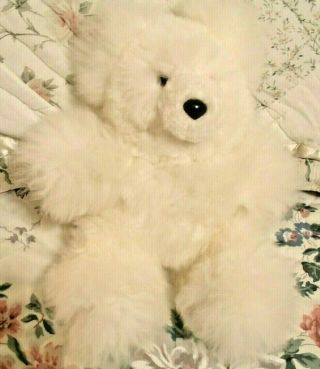 13 " Real White Alpaca Fur Bear,  Very Soft