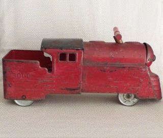 Great Vintage 1930’s MARX Pressed Steel Ride - On 3000 Train Toy - 27 