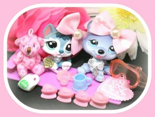 ❤️authentic Littlest Pet Shop Lps 1617 2036 Mommy Baby Husky Puppy Dog Lot❤️