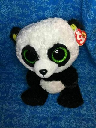 Ty Beanie Boos Bamboo The Panda 9 " Beanbag Plush Stuffed Animal Toy Glitter Eyes