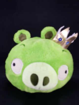 Angry Birds 8” Green King Pig Plush Gold Crown Commonwealth Bad Piggies No Sound