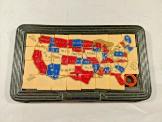 Vintage Map Of The Usa Slide Finger Puzzle United States Of America 5 " X 3 "
