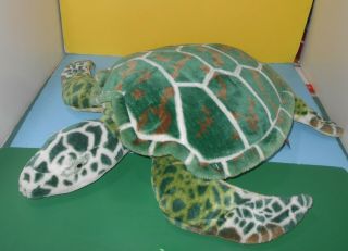 Melissa And Doug Large 30 " Plush Stuffed Lifelike Green & White Sea Turtle