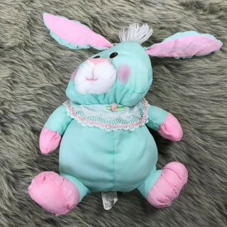 1986 Fisher Price Puffalump Bunny Plush Rabbit Green Stuffed Animal Vtg Toy
