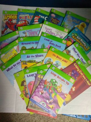 21 Leap Frog Tag Reader Books Fancy Nancy,  Disney Spiderman Pixar Kindergarten