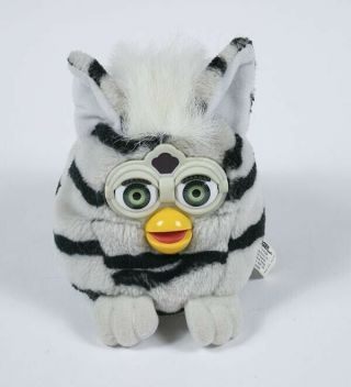 Furby Buddies 1999 Plush Bean Bag Toy Gray Black Stripe Stuffed Animal Tiger Ele