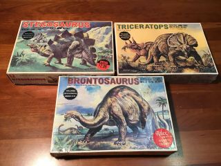 3 Bandai Walking Mechanical Monster Kits Dinosaurs 2 In Boxes 1/26 Scale