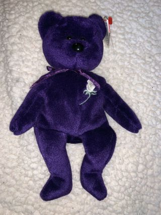 Rare 1st Edition 1997 Ty Princess Diana Beanie Baby,  Made In China,  P.  E Pellets