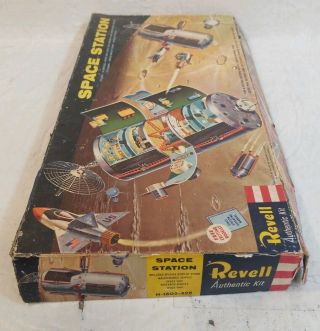 REVELL 1959 H - 1805 - 498 SPACE STATION MODEL KIT BOX LID & INSTRUCTIONS ONLY 6