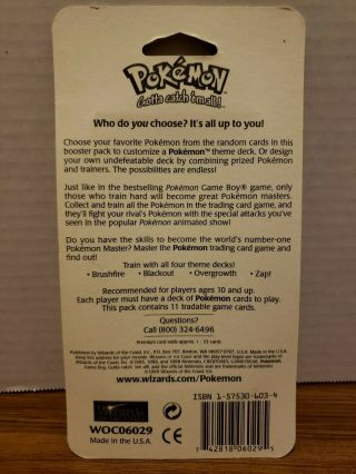 1999 Pokemon Base Set Booster Blister Pack Shadowless Blastoise Artwork - 3
